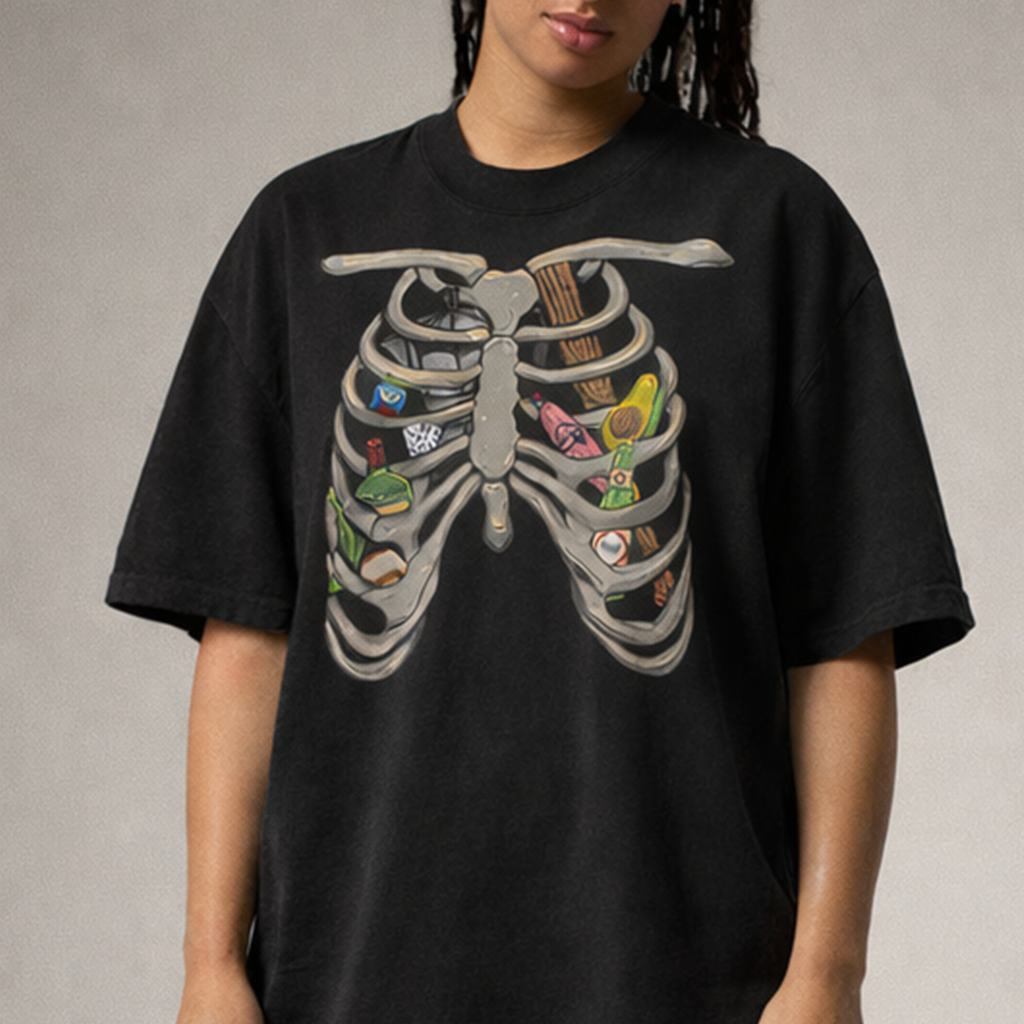 Dominican shirt_ ribcage female weairing shirt_Dominican Caribbean Streetwear | Rulay Life