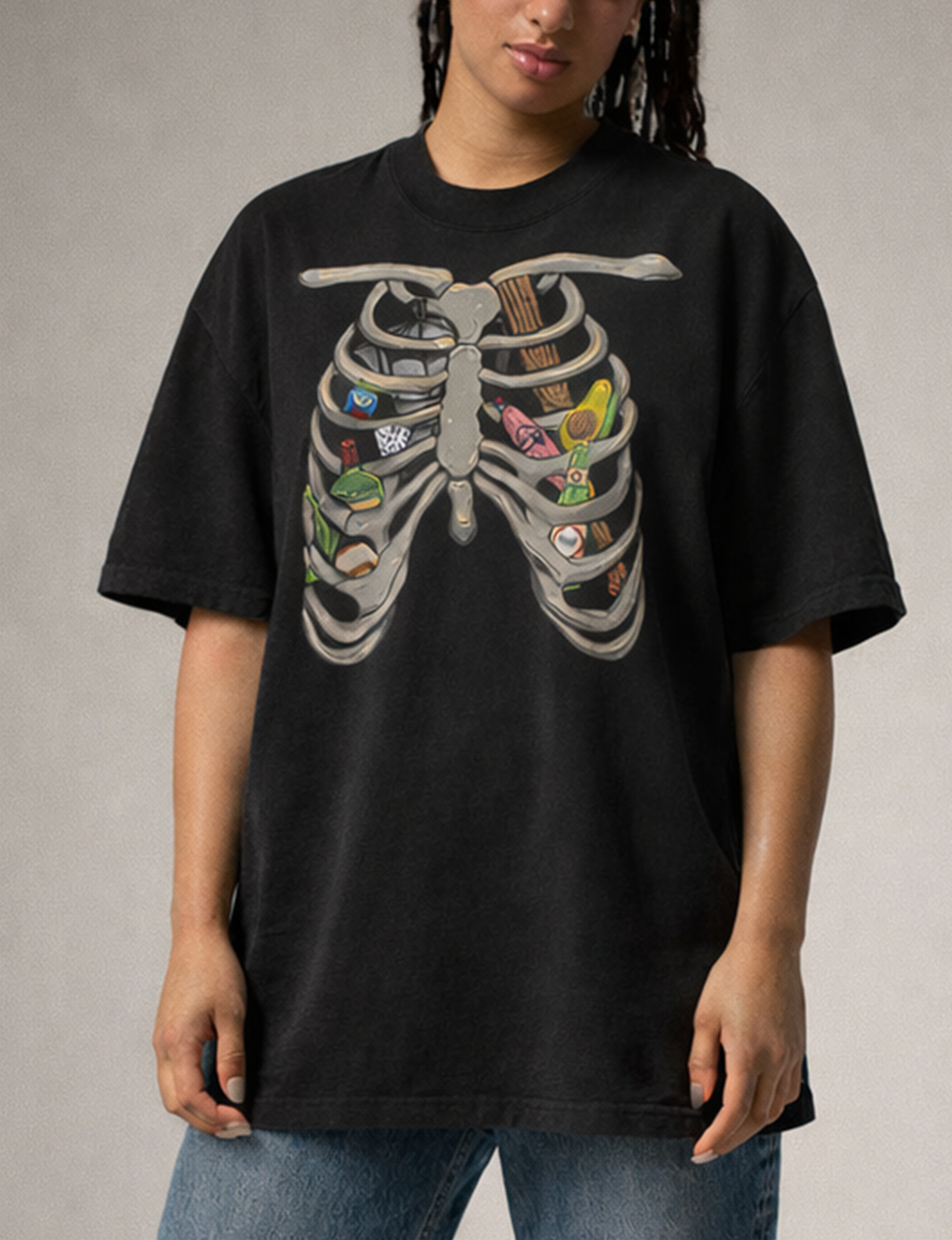 Dominican shirt_ ribcage female weairing shirt_Dominican Caribbean Streetwear | Rulay Life