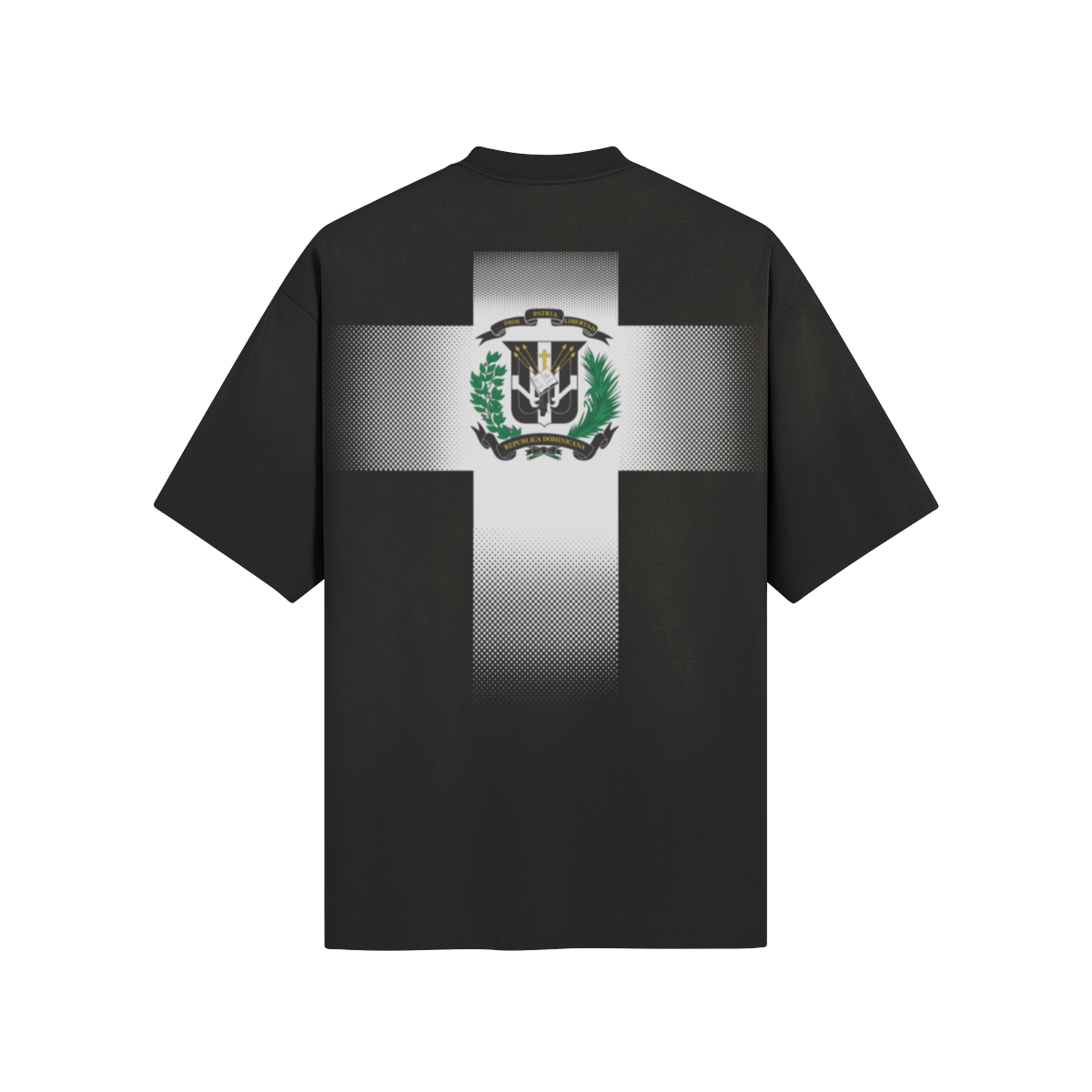 Dominican Shirt_Flag on the back_black and white_ Dominican Caribbean Streetwear | Rulay Life