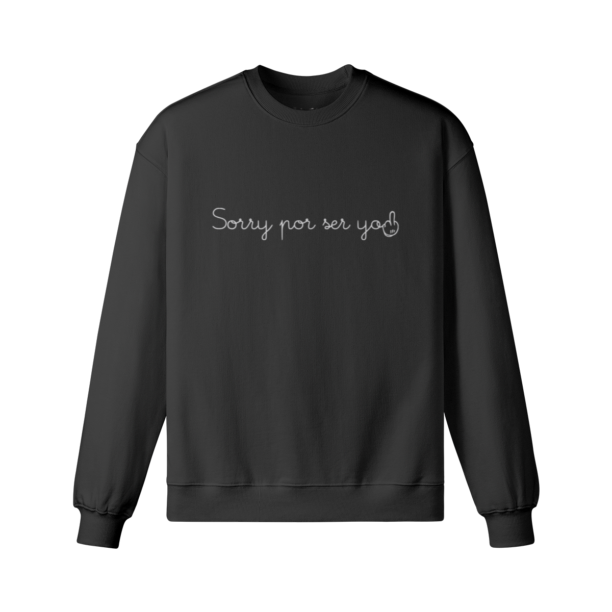 Black sweatshirt with white text on a white background. Dominican brand. Rulay Life