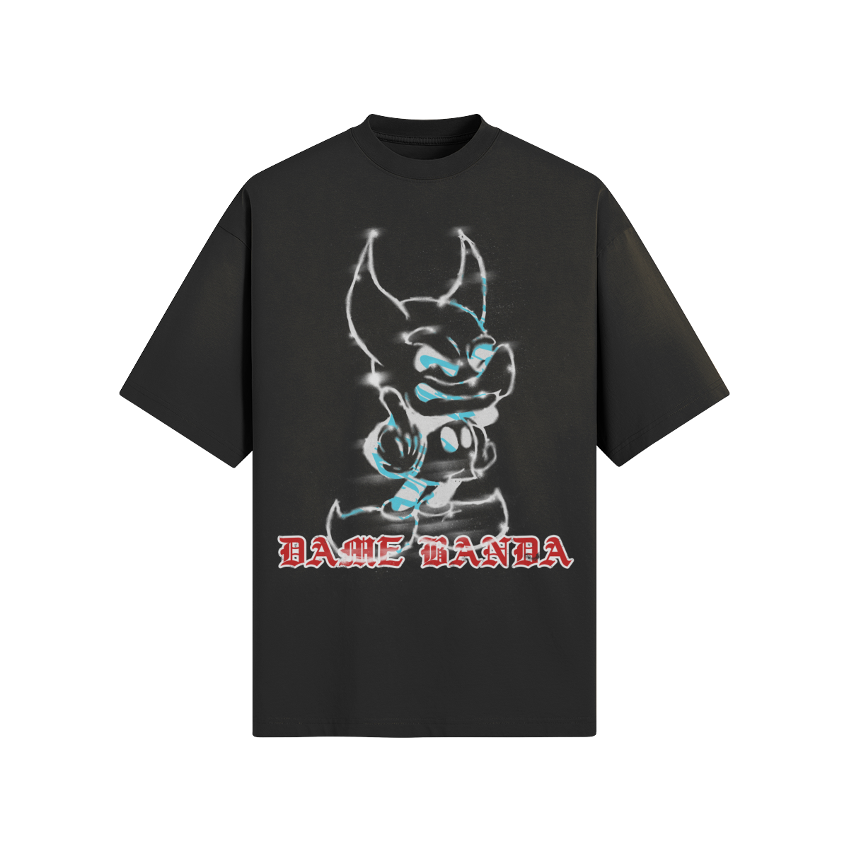 Black t-shirt with a graphic design and 'Dame Danda' text on a white background Premium fabric, limited drops. Shop Rulay Life. Dominican own brand.