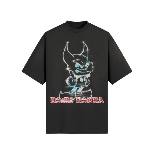 Black t-shirt with a graphic design and 'Dame Danda' text on a white background Premium fabric, limited drops. Shop Rulay Life. Dominican own brand.