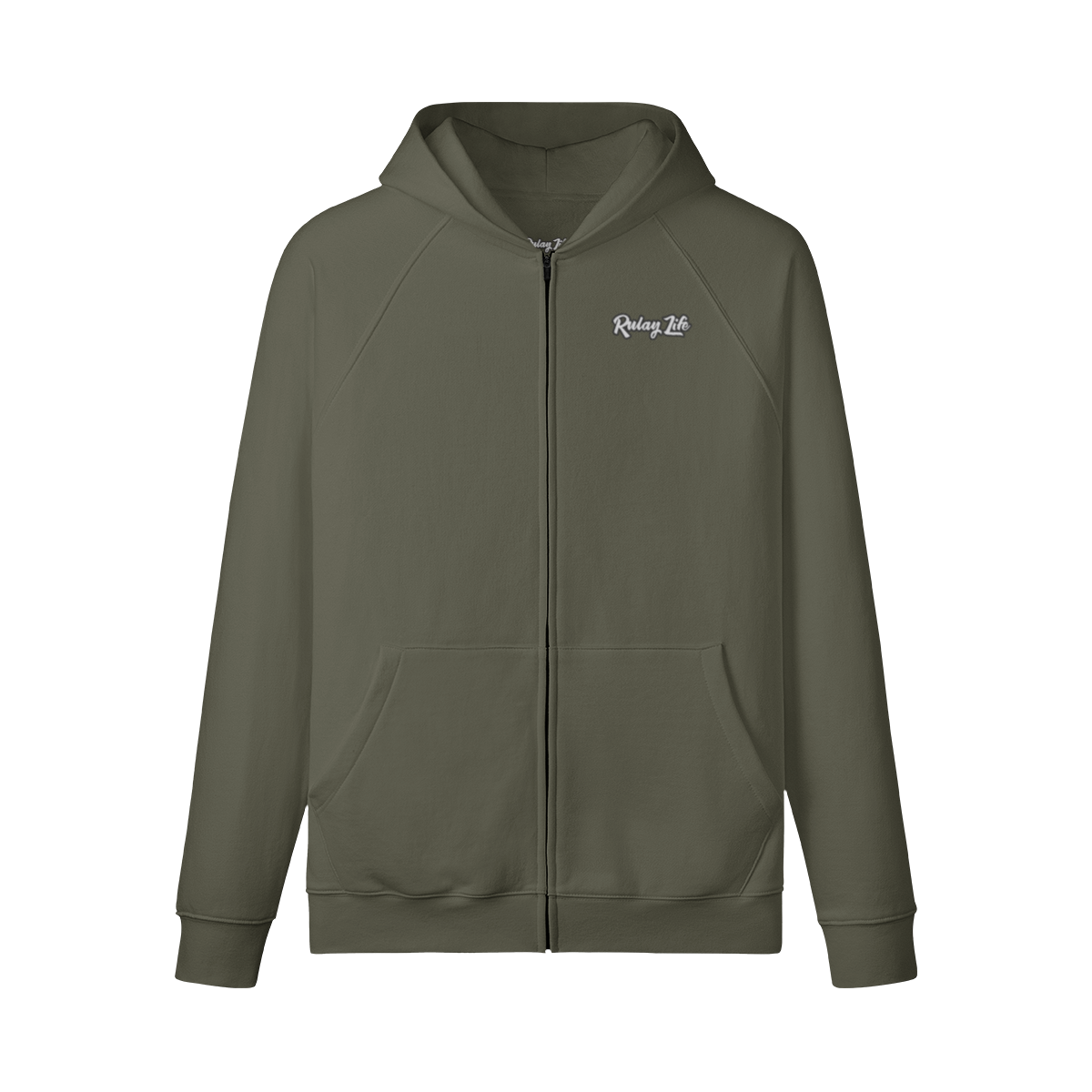 Dominican brand  Green hoodie with a logo on the chest against a white background