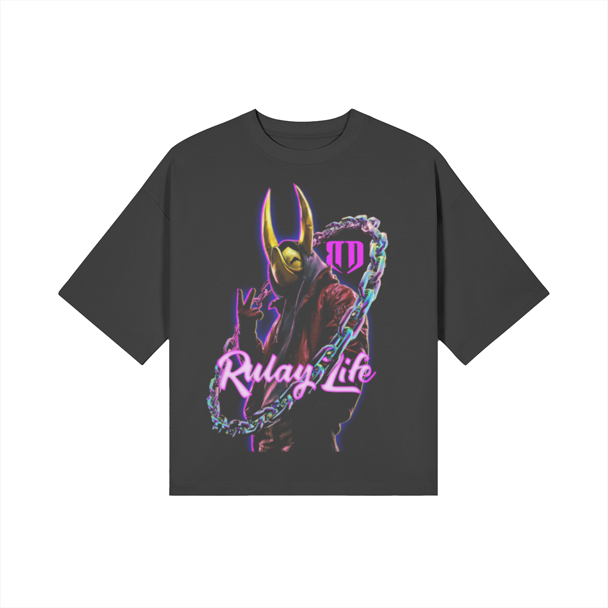 Dominican shirt on white background.  Yellow mask Lechón